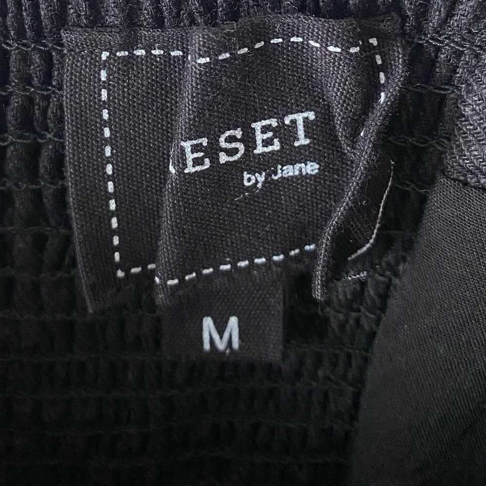 RESET by JANE‎ Black Linen Blend Lagenlook Square Neck Fit n Flare Midi Dress M